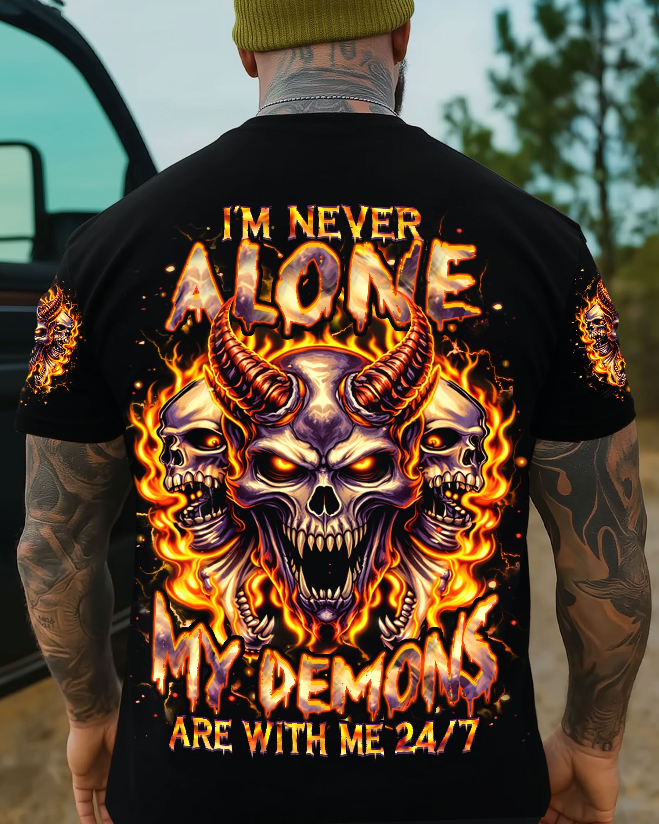 I'M NEVER ALONE MY DEMONS ARE WITH ME 24/7 ALL OVER PRINT  - TLHN1103263