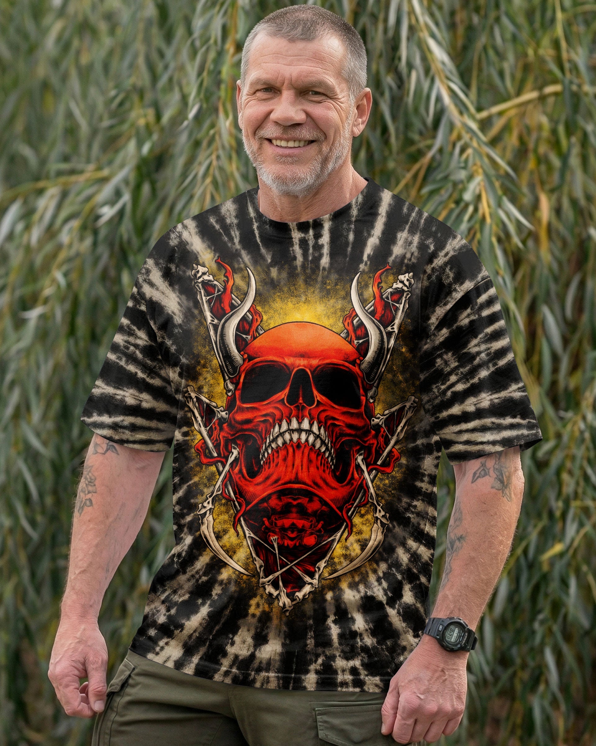 RED DEMON SKULL SWIRL ALL OVER PRINT  - TLTW0704261