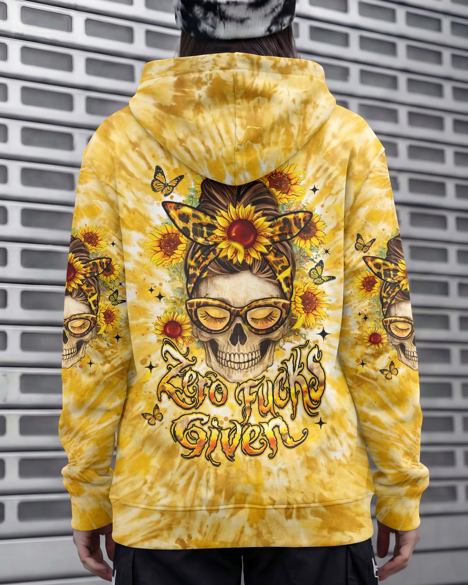 ZERO F GIVEN SUNFLOWER MESSY BUN SKULL ALL OVER PRINT  - TLHN1604263