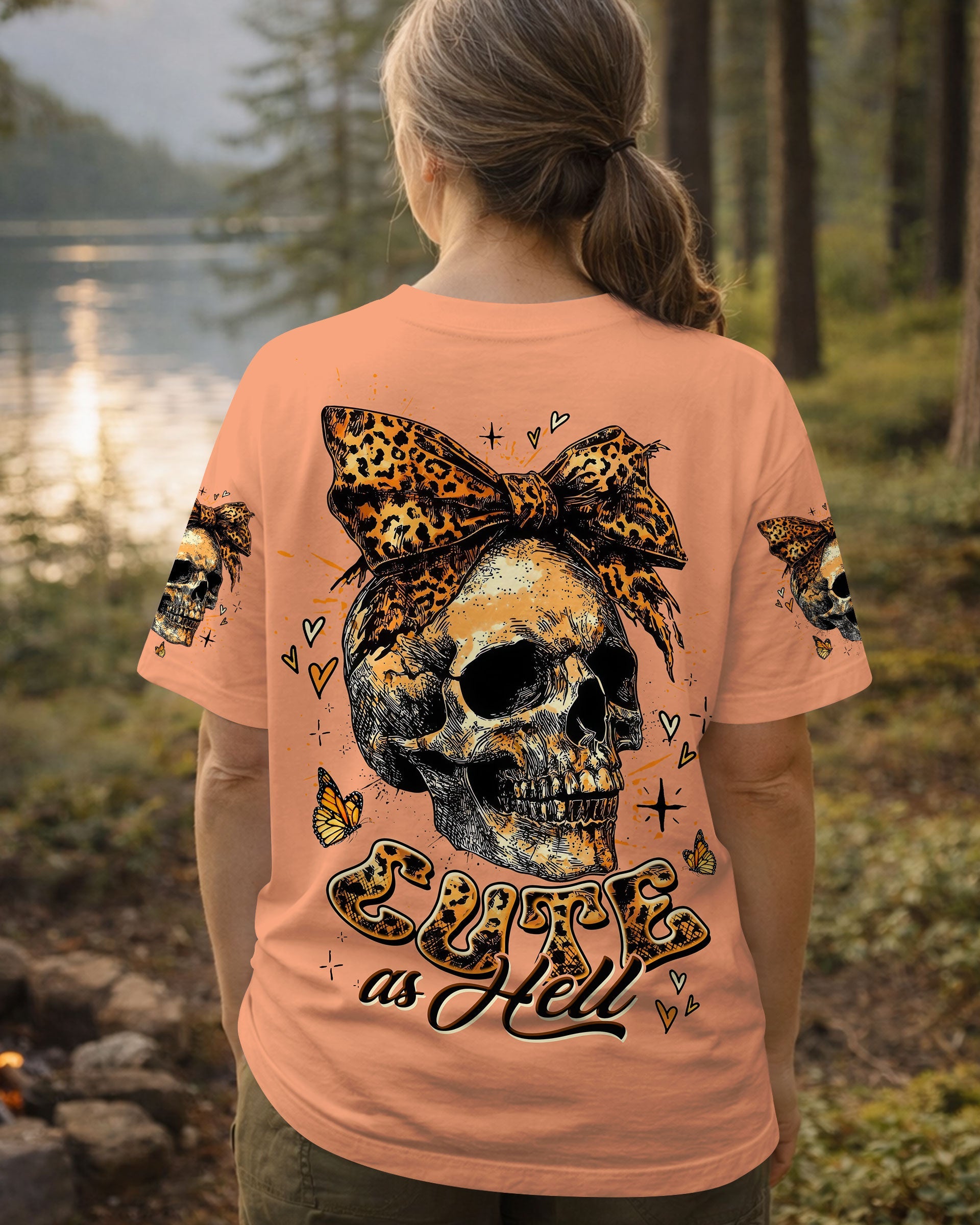 CUTE AS HELL MESSY BUN LEOPARD SKULL ALL OVER PRINT - TLTW3103262