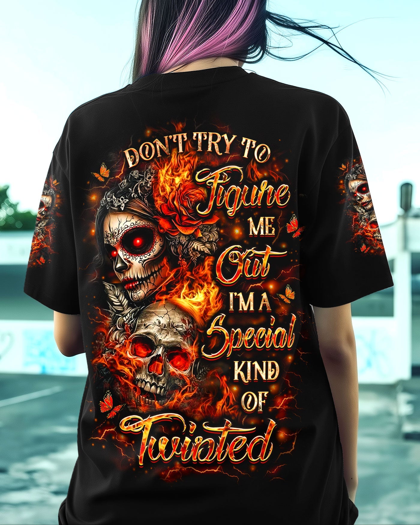 DON'T TRY TO FIGURE ME OUT SKULL ALL OVER PRINT - YHLT1201261