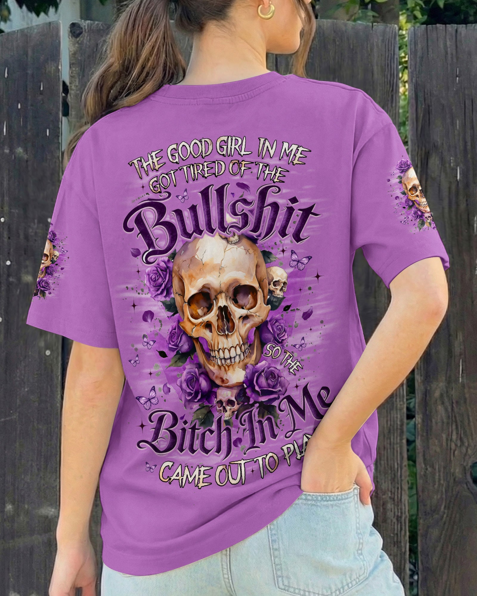 THE GOOD GIRL IN ME SKULL ROSES ALL OVER PRINT - TYQY0804261