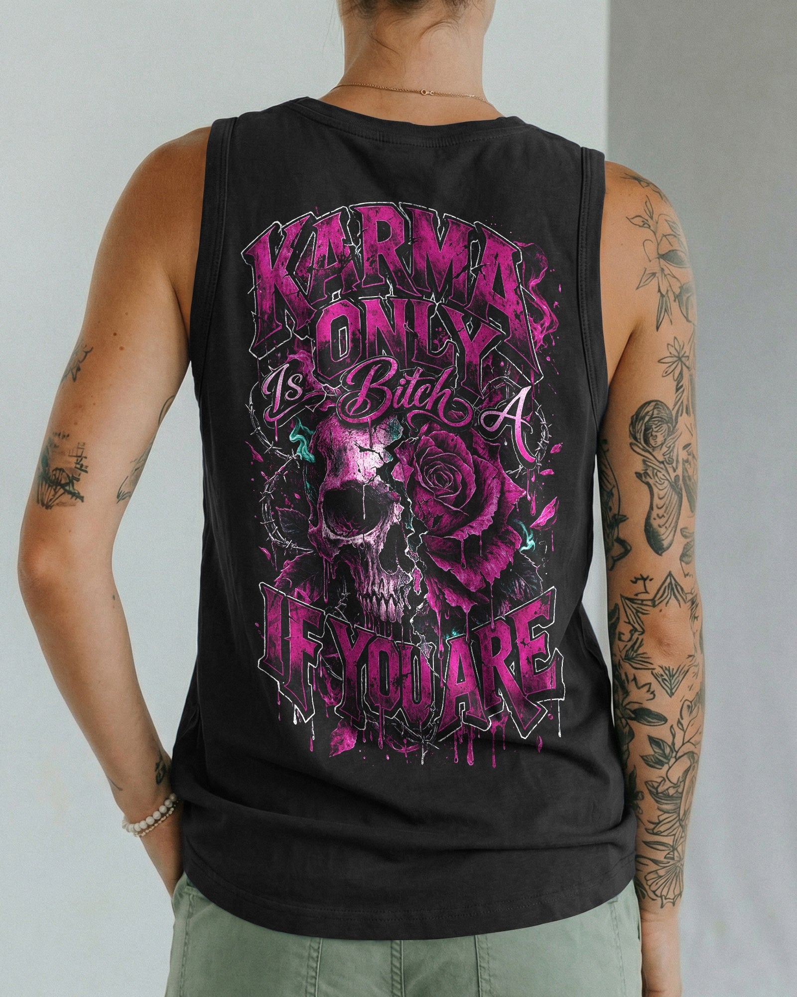 KARMA IS ONLY A B IF YOU ARE ROSE SKULL ALL OVER PRINT - TLNO1103262