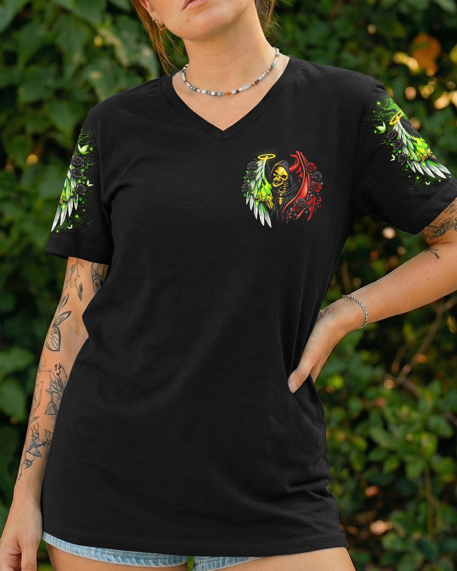 ANGELS PROTECT ME DEMONS RESPECT ME SKULL ALL OVER PRINT  - TLNO2703262