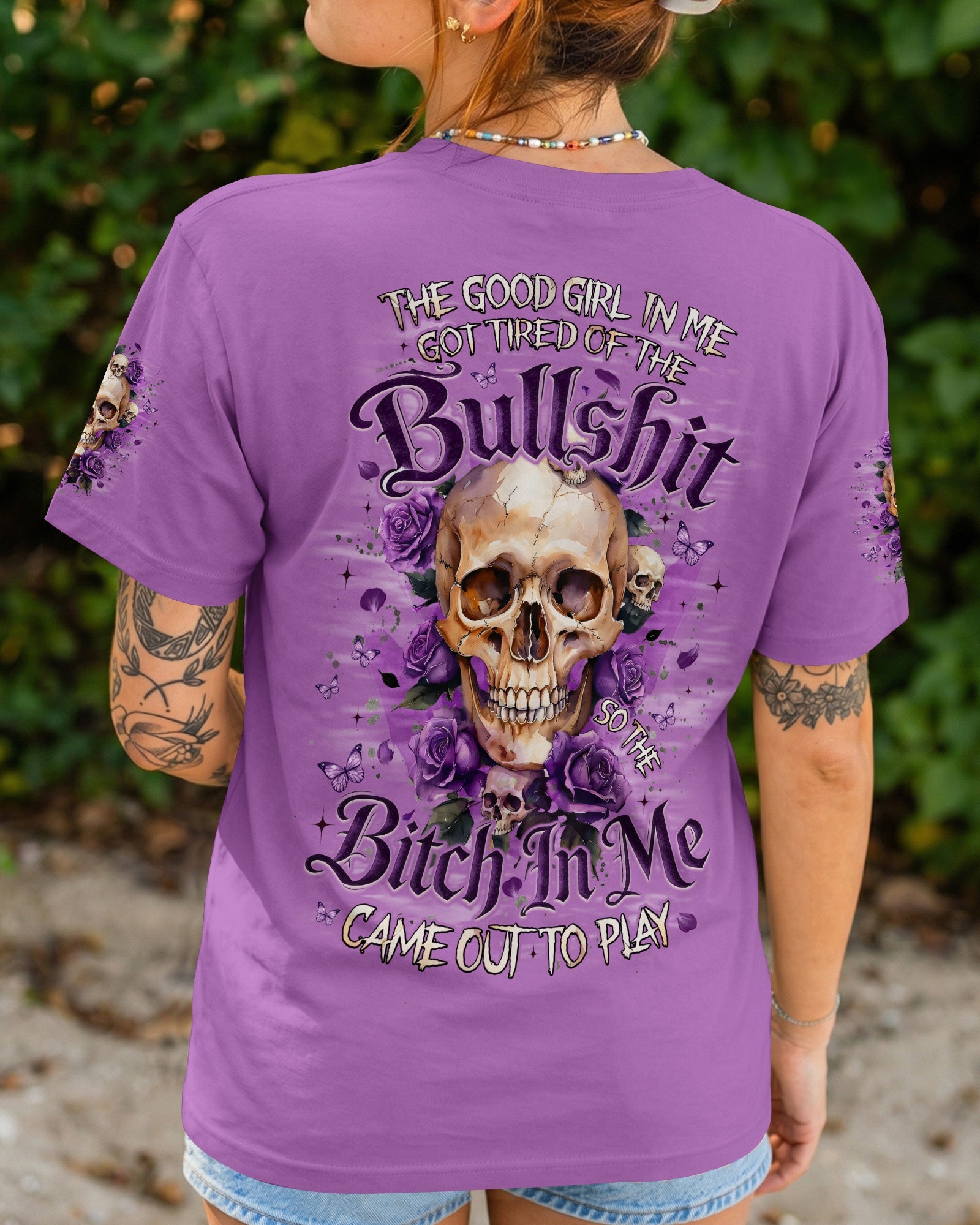 THE GOOD GIRL IN ME SKULL ROSES ALL OVER PRINT - TYQY0804261