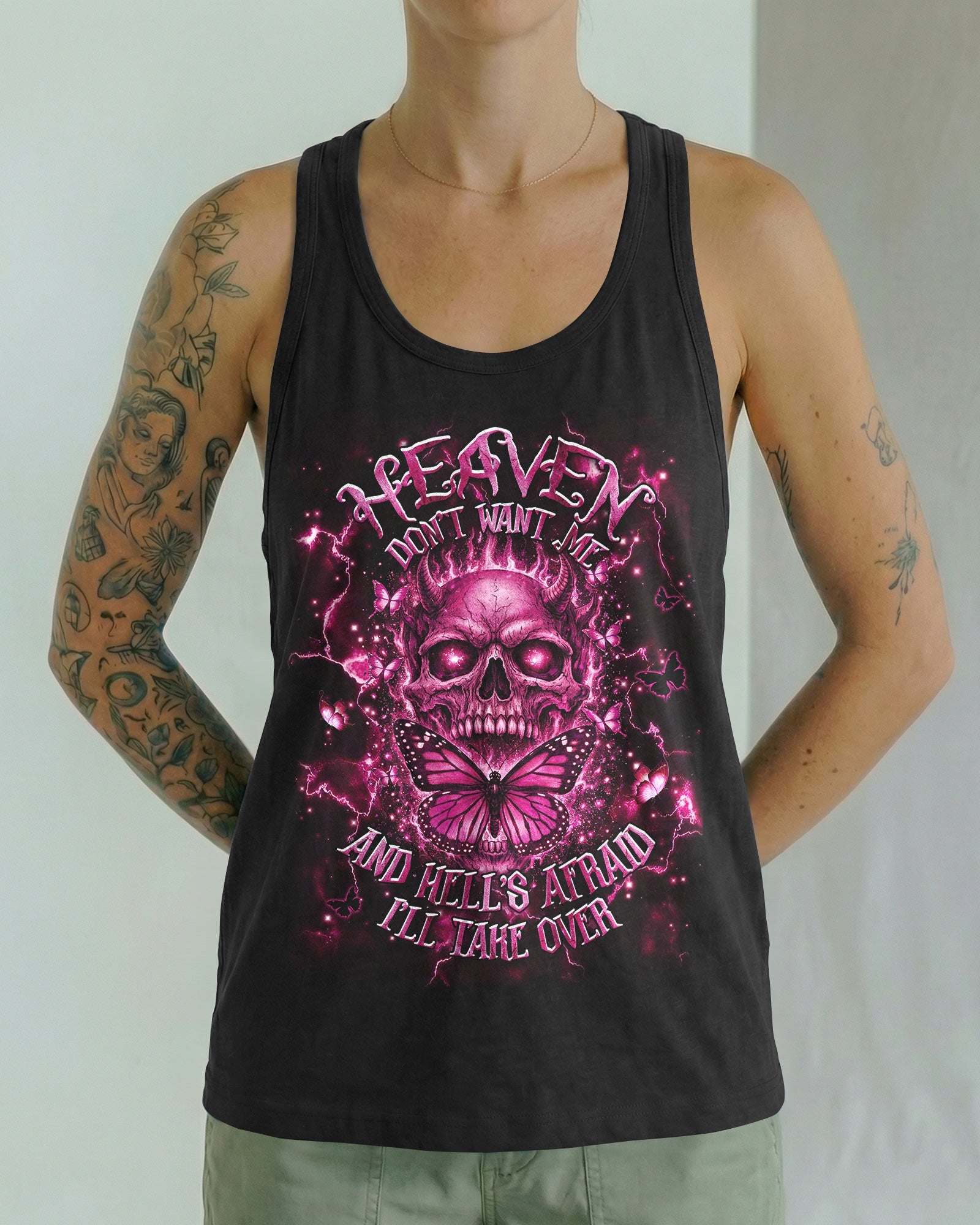 HEAVEN DON'T WANT ME SKULL DEMON ALL OVER PRINT - TLHG1603262