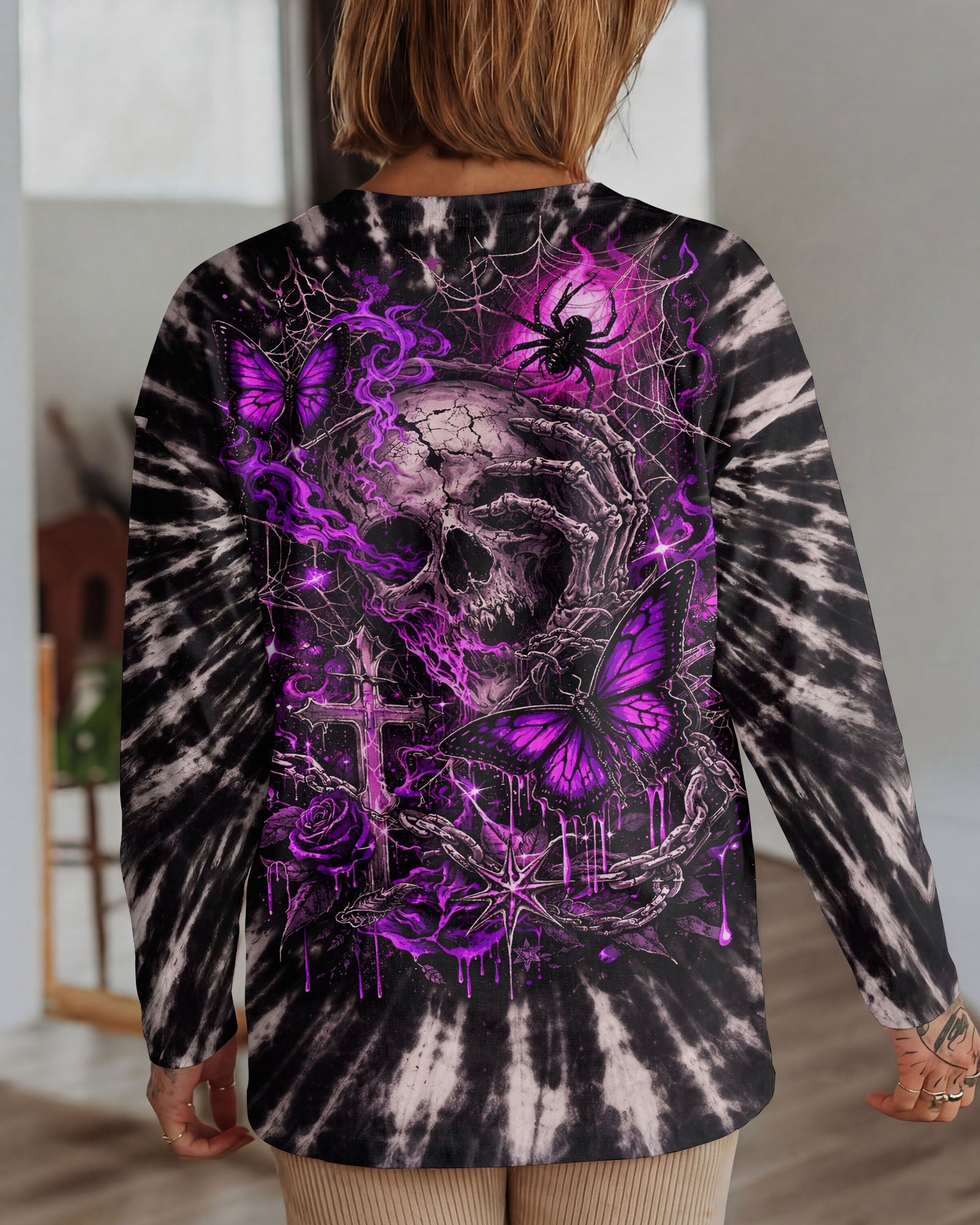 SKULL BUTTERFLY SWIRL  ALL OVER PRINT - TLNT0104261
