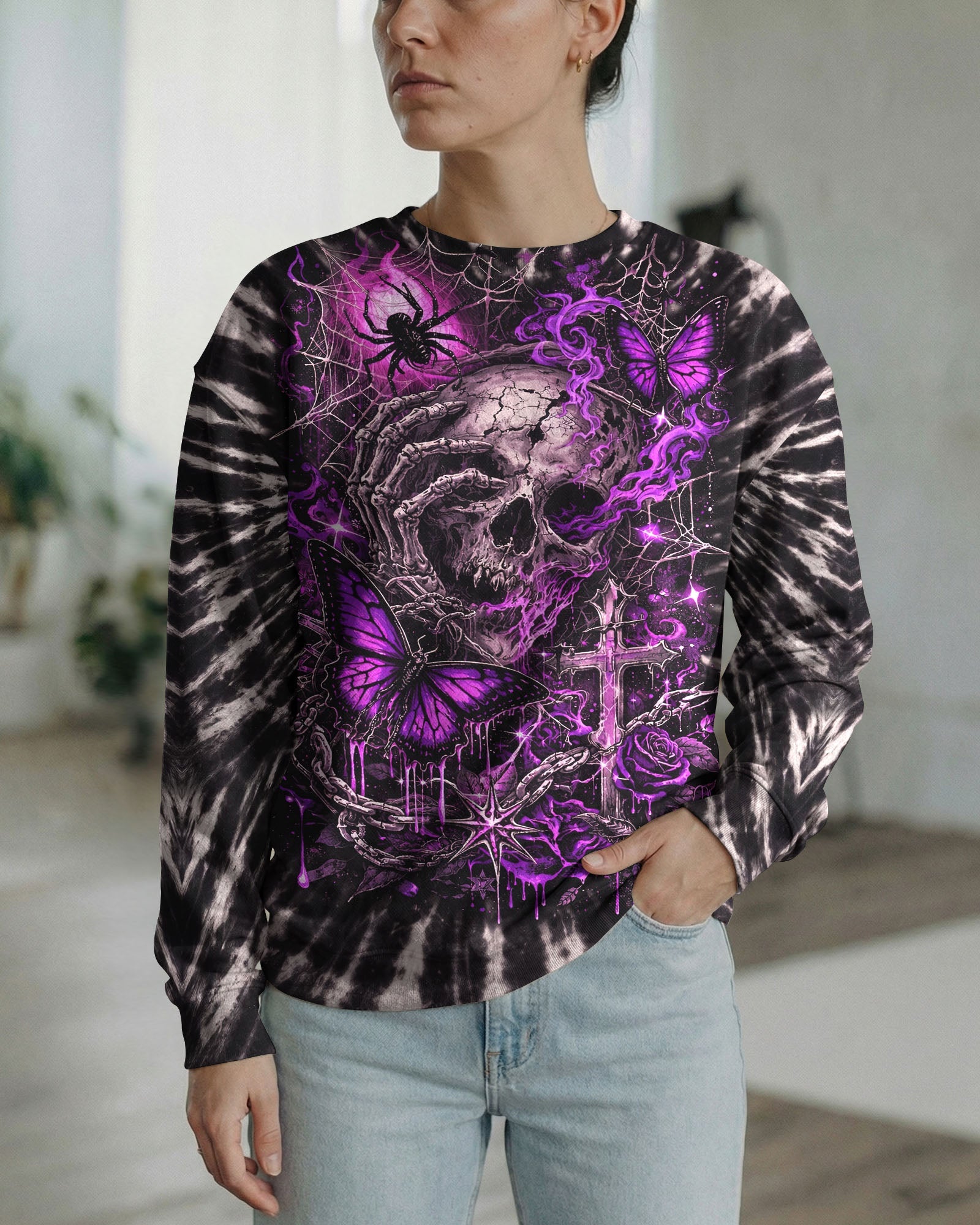 SKULL BUTTERFLY SWIRL  ALL OVER PRINT - TLNT0104261
