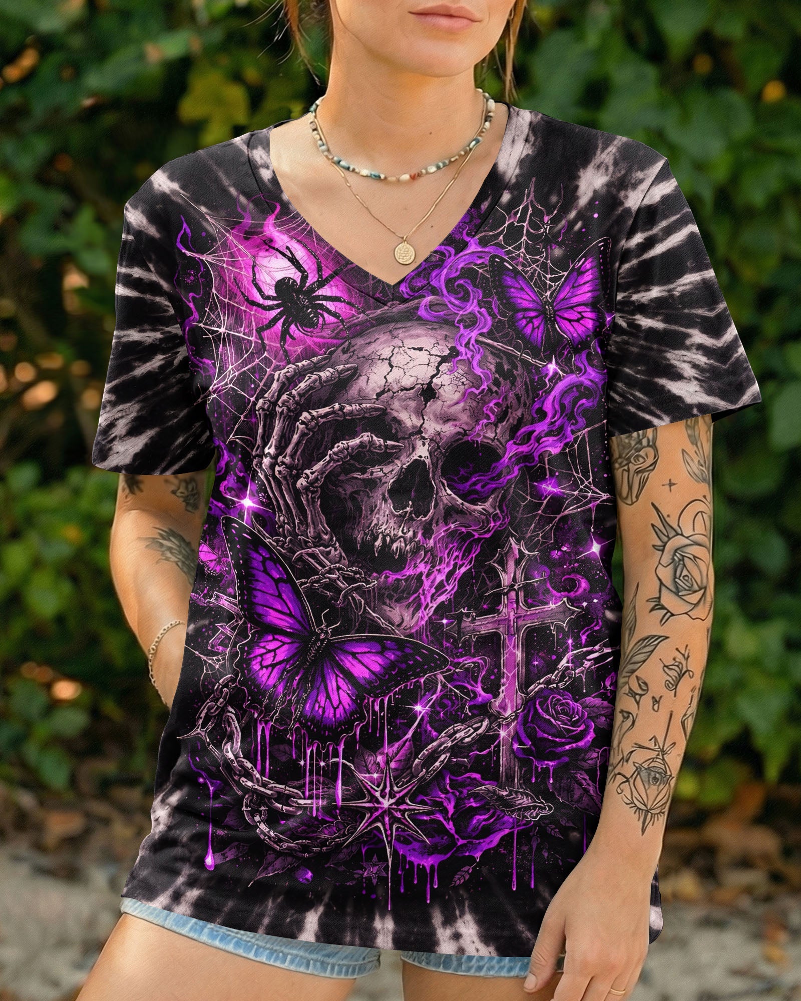SKULL BUTTERFLY SWIRL  ALL OVER PRINT - TLNT0104261