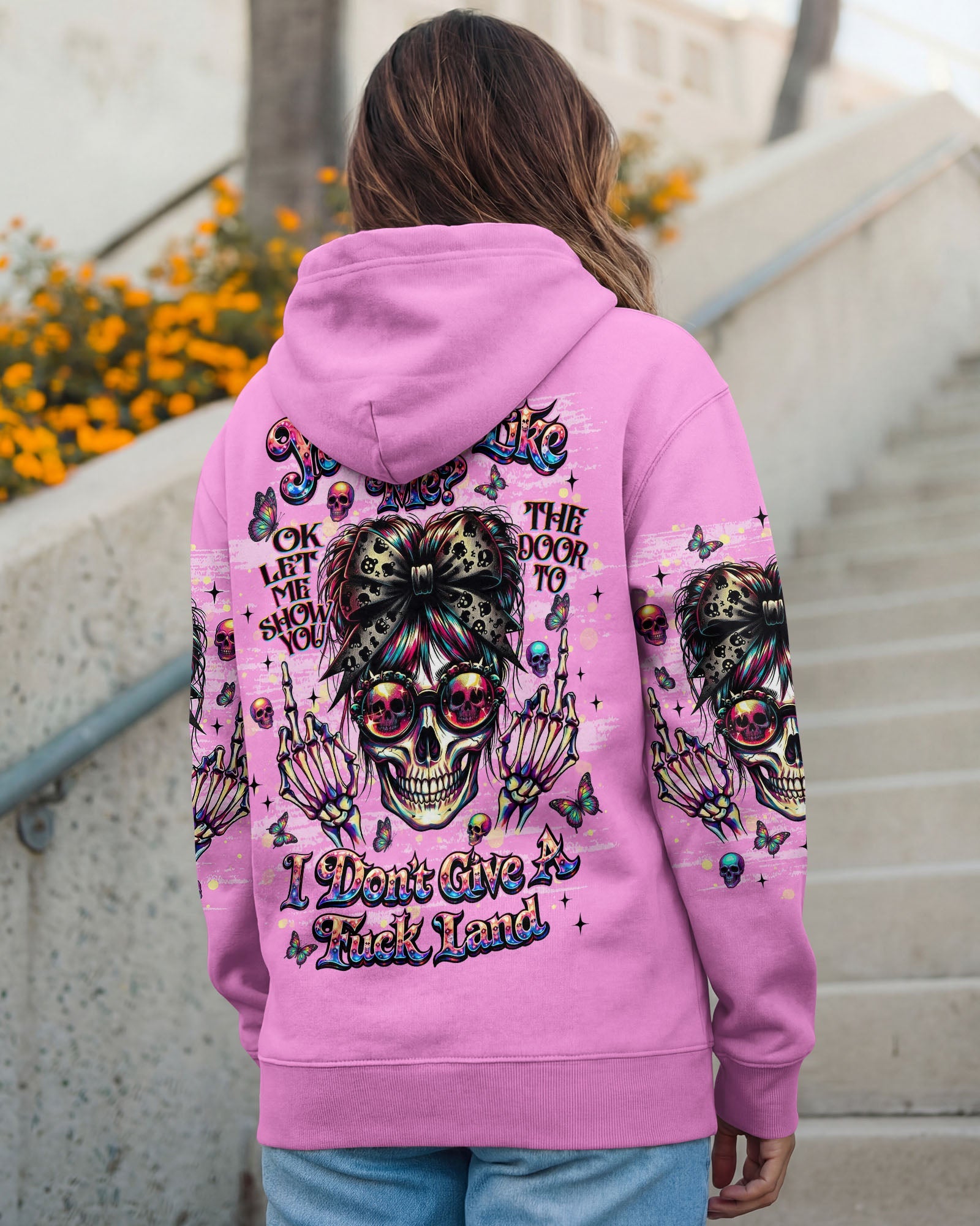 YOU DON'T LIKE ME MESSY BUN SKULL  ALL OVER PRINT  - TLNT1004261