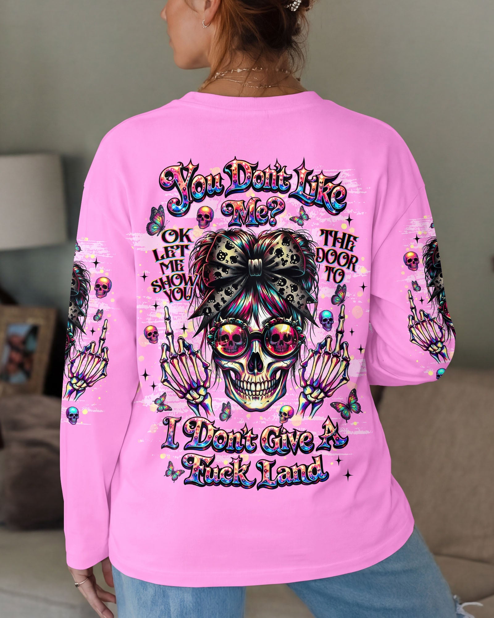 YOU DON'T LIKE ME MESSY BUN SKULL  ALL OVER PRINT  - TLNT1004261