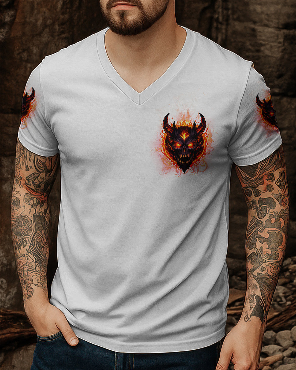 YOUR DEMONS HIDE UNDER YOUR BED DEVIL SKULL ALL OVER PRINT - TLTW0501262