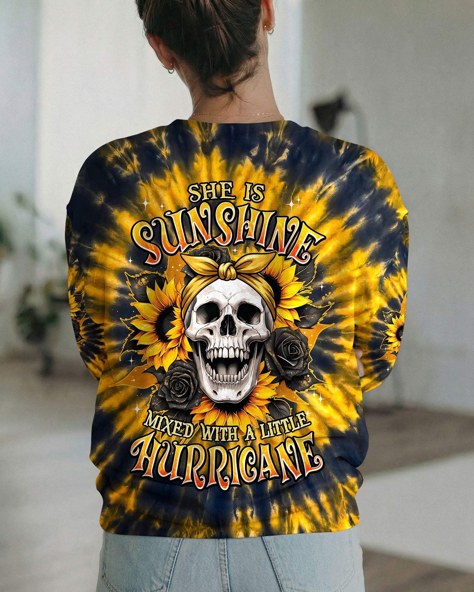SHE IS SUNSHINE MIXED WITH A LITTLE HURRICANE ALL OVER PRINT - TYPQ2205262